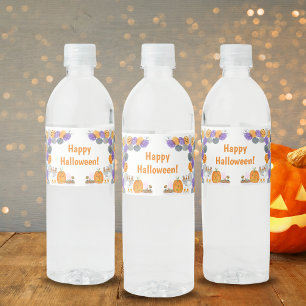 Watercolor Happy Halloween Costume Party Water Bottle Label