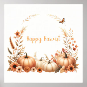 Watercolor Happy Harvest Poster