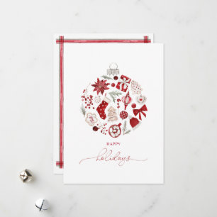 Watercolor Happy Holiday Christmas Ornament  Card