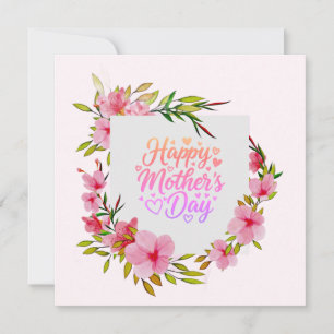 Watercolor Happy Mother's Day Pink Floral Wreath Card