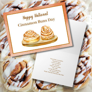 Watercolor Happy National Cinnamon Buns Oct 4 Card