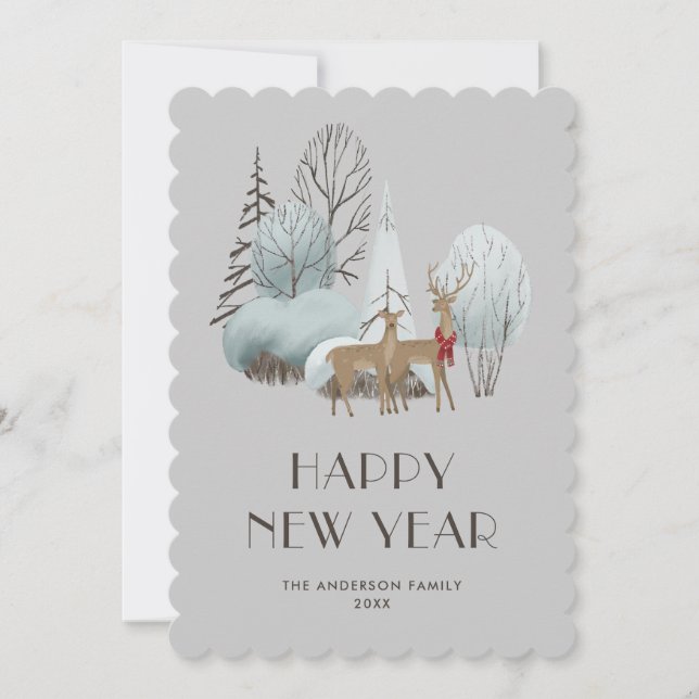 Watercolor Happy New Year Card (Front)