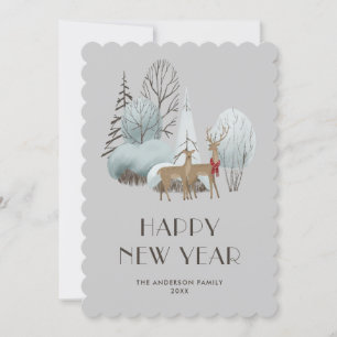Watercolor Happy New Year Card