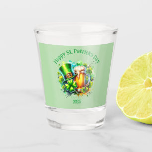 Watercolor Happy St. Patrick's Day Party accessory Shot Glass