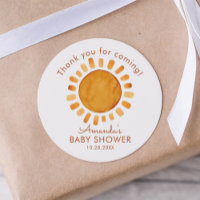 Watercolor Happy Yellow Sun Thank You Baby Shower