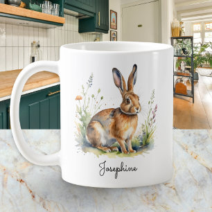 Watercolor Hare Countryside Wildlife Animal Lover Coffee Mug