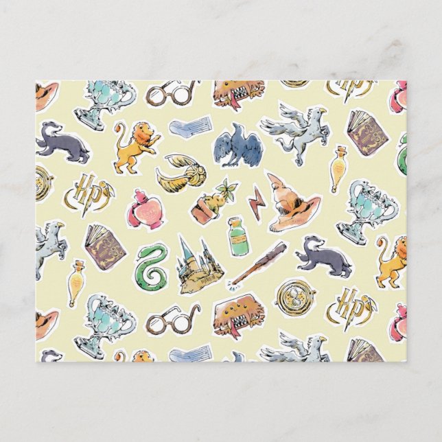 Watercolor Harry Potter Icons Postcard (Front)
