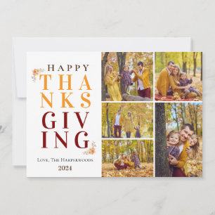 Watercolor Harvest autumn happy thanksgiving  Holiday Card