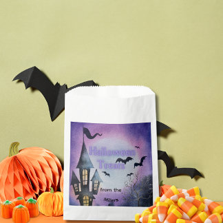 Watercolor Haunted House Halloween Treat Favour Bags