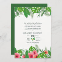 Watercolor Hawaiian Aloha Luau Wedding Invitation