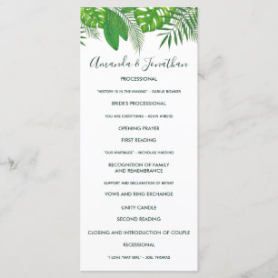 Watercolor Hawaiian Aloha Luau Wedding Program Programme
