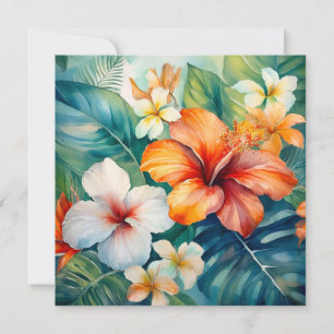 Watercolor Hawaiian Garden Tropical Hibiscus