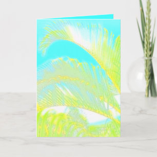 Watercolor hawaiian palm leaves greeting card
