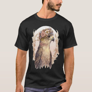 Watercolor Hawk Bird Of Prey Flower Crown Floral B T-Shirt