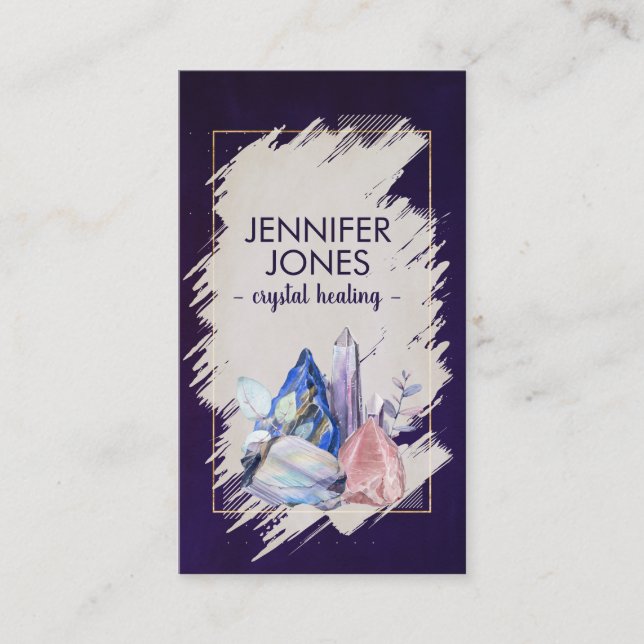 Watercolor Healing Crystals Business Card (Front)