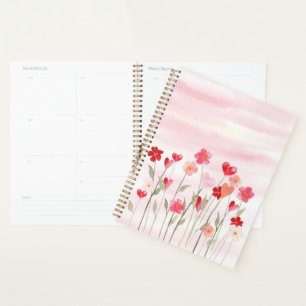 Watercolor Heart and Flowers   Planner