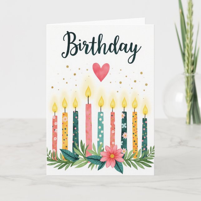 Watercolor Heart Birthday Card (Front)