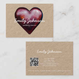 Watercolor heart burgundy business card