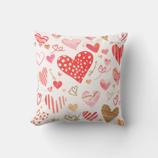 watercolor heart  cushion (Front)