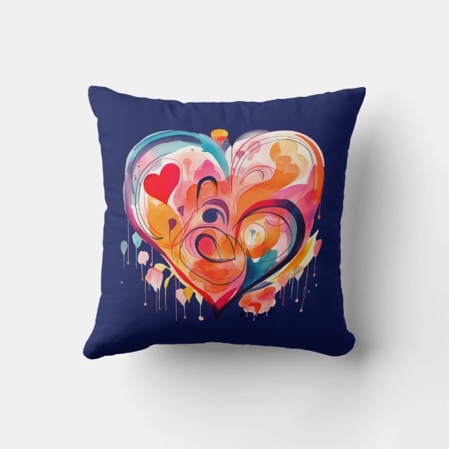 Watercolor Heart Cushion (Back)