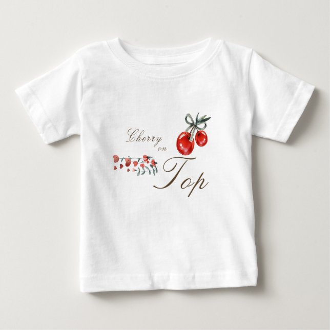 Watercolor Heart Floral Cherry On Top Baby (Front)