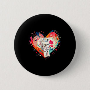 Watercolor Heart Floral Dialysis Nurse Nephrology  6 Cm Round Badge