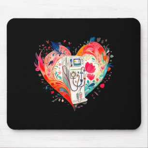 Watercolor Heart Floral Dialysis Nurse Nephrology  Mouse Pad