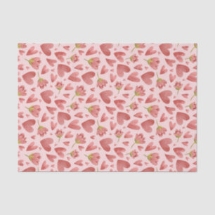 Watercolor Heart Flower Pattern Valentine's Day Tissue Paper