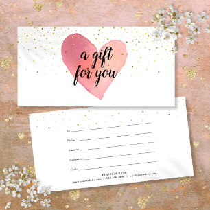 Watercolor Heart Gold Sprinkles Gift Certificate