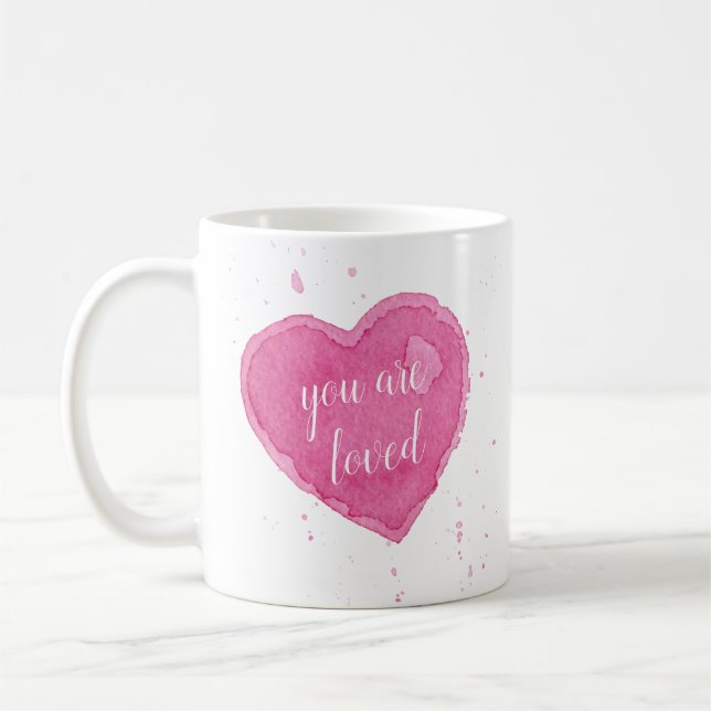 Watercolor Heart Illustration You Are Loved Mug (Left)