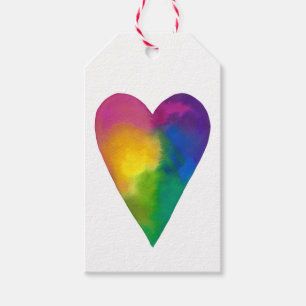 Watercolor Heart in Vibrant Colours Gift Tags