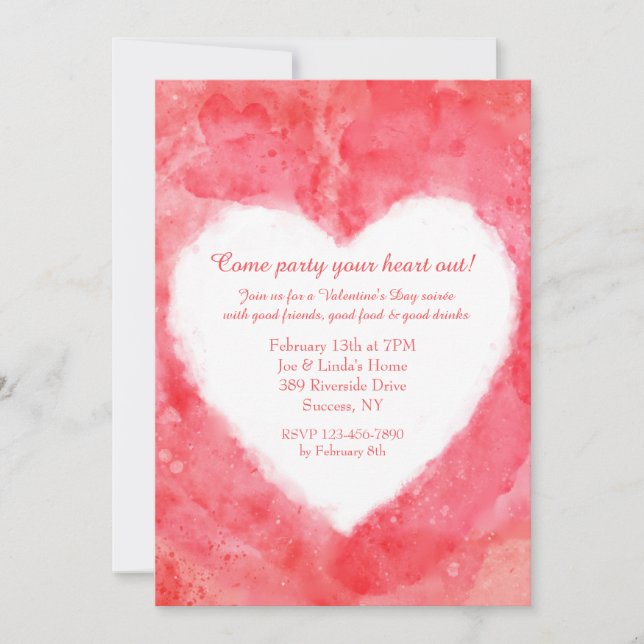 Watercolor Heart Invitation (Front)