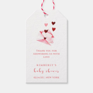 Watercolor Heart Letter Baby Shower Thank You Gift Tags