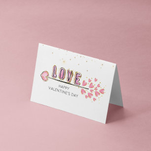 Watercolor Heart Love Script Valentine's Card