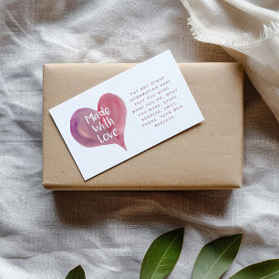 Watercolor heart made with love Social Links icons Enclosure Card