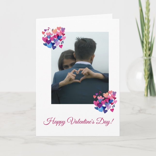Watercolor Heart Melody Valentine's Day Card (Front)