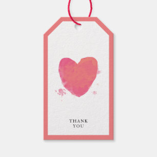 Watercolor Heart Minimalist Simple Thank You Gift Tags