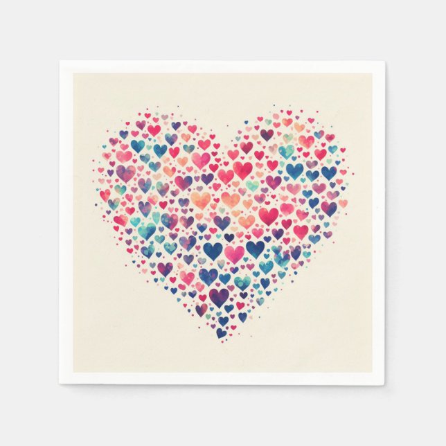 Watercolor Heart Napkin for Valentine's Day (Front)