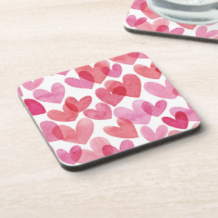 Watercolor Heart Pattern Coaster