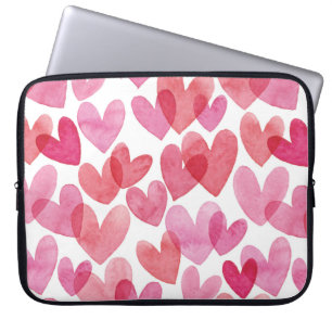 Watercolor Heart Pattern Laptop Sleeve