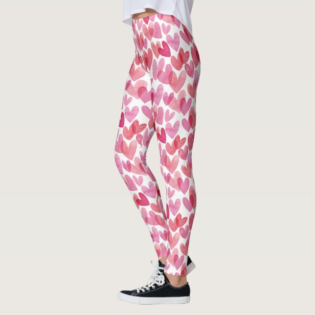 Watercolor Heart Pattern Leggings (Left)