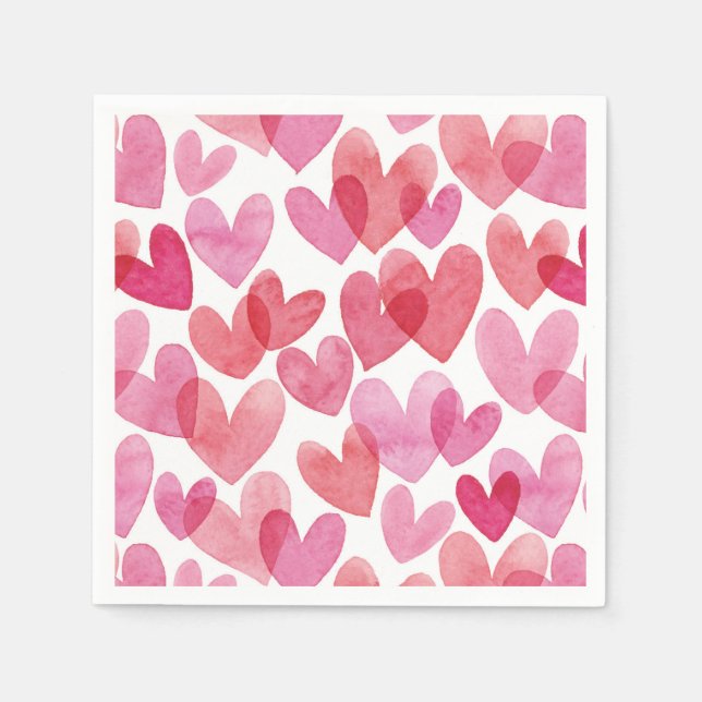 Watercolor Heart Pattern Napkin (Front)
