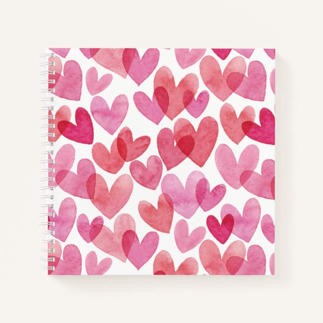Watercolor Heart Pattern Notebook (Front)