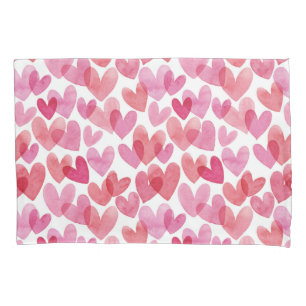 Watercolor Heart Pattern Pillowcase