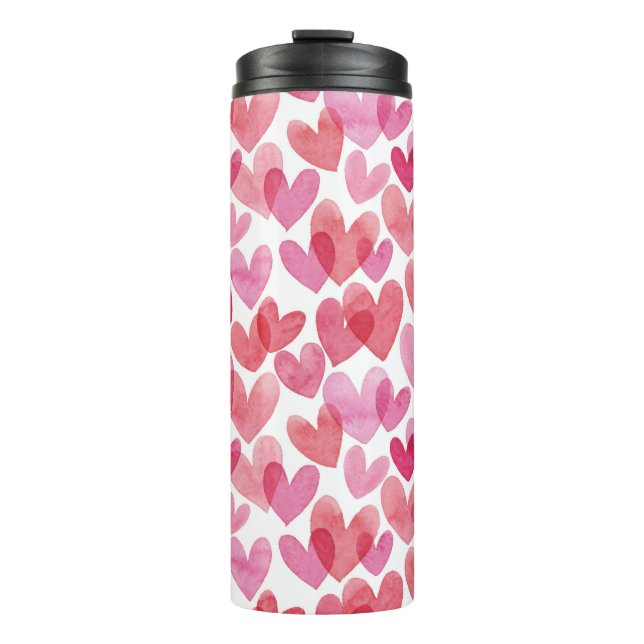Watercolor Heart Pattern Thermal Tumbler (Front)
