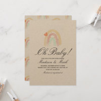 Watercolor Heart Rainbow Stroke Baby Shower Rustic