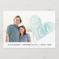 Watercolor Heart Save the Date Announcement