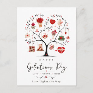 Watercolor Heart Tree Galentine Postcard