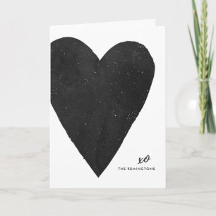 Watercolor Heart Valentine's Day Card - Black