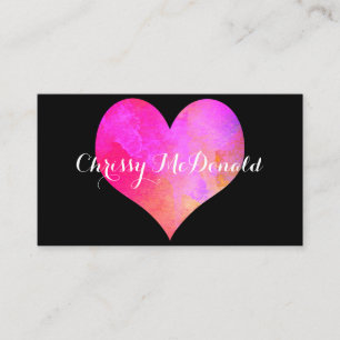 Watercolor Heart with Personalised Information Business Card